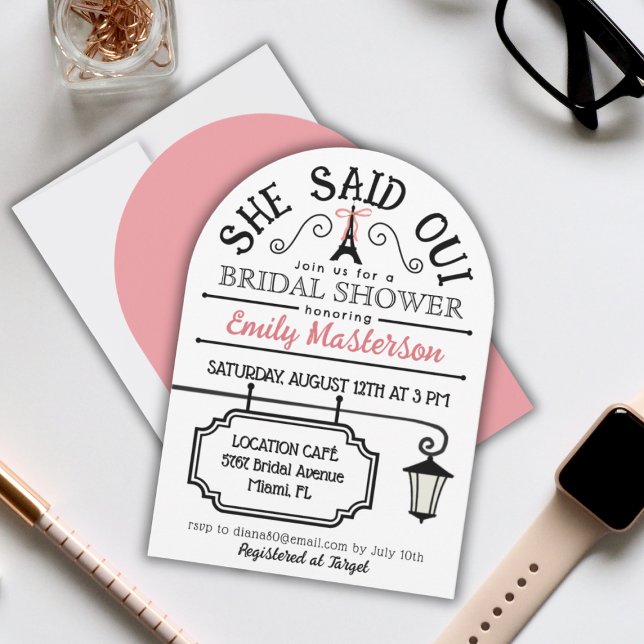 Dijo que Oui, la invitación a la ducha de novia pa (She said Oui - Emily in Paris themed Bridal Shower Invitation)