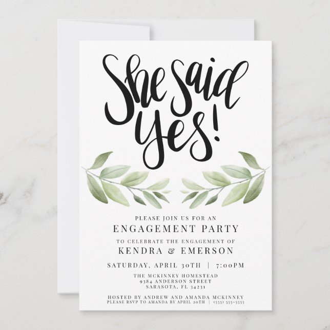 Dijo Que Sí Invitación A La Fiesta De Compromiso (Anverso)