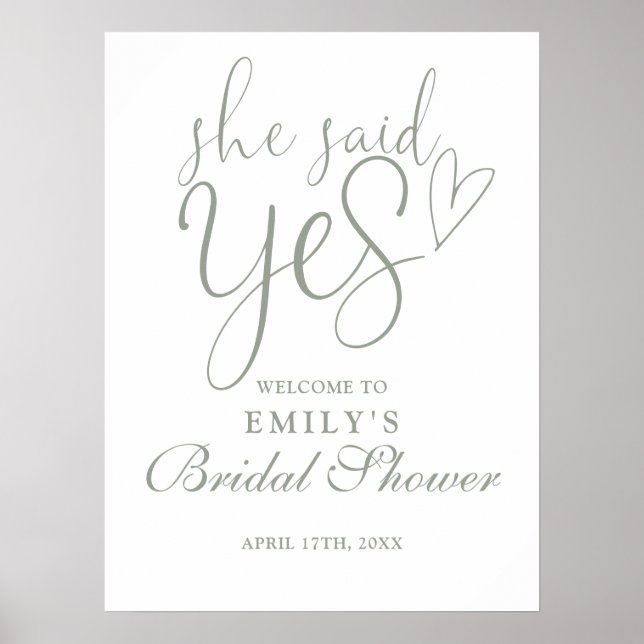 Dijo Que Sí Señal De Bienvenida De La Ducha Verde  (Frente)