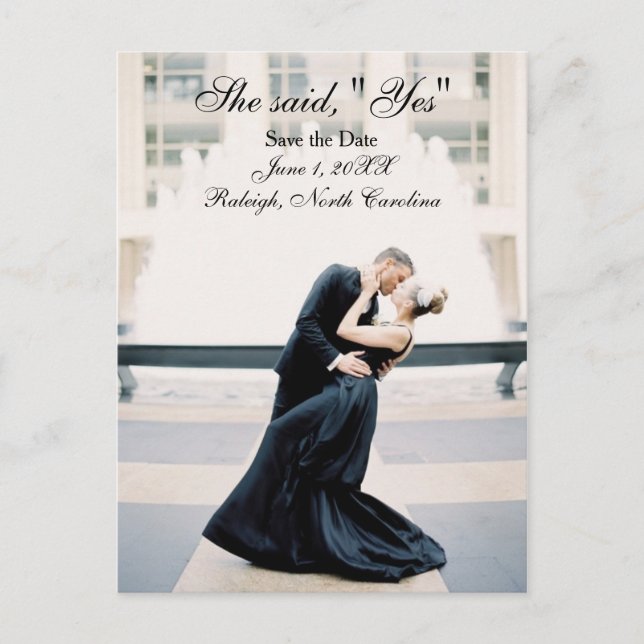 Dijo, "Sí" Guarde la Fecha - Tarjeta Postal (Anverso)