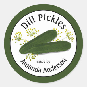Dill Pickles Pegatina redondo clásico de 3"