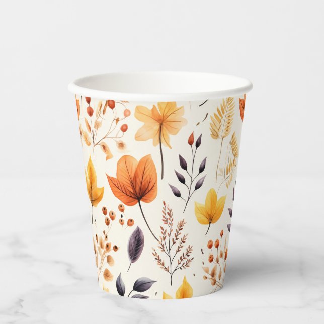 Dilo con hojas de otoño 2 - Vaso de papel (Anverso)