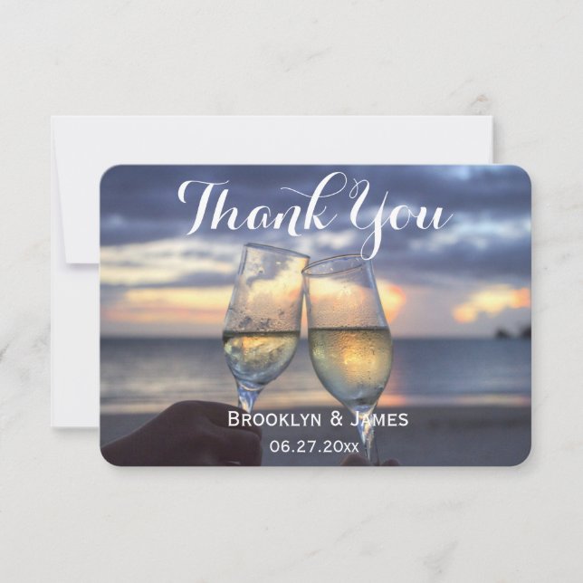 Diminuto Sunset Round On Beach Wedding Tarjeta De  (Anverso)
