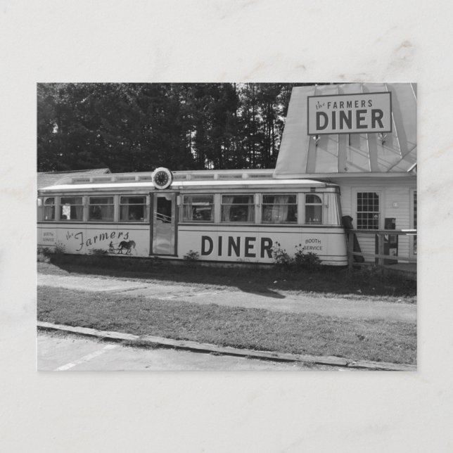 Diner Vermont negro y blanco de granjero - postal (Anverso)