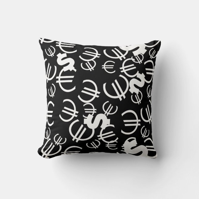 Dinero Euro Dólar Patrón Cojín Almohada (Anverso)