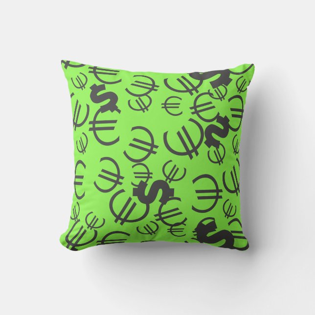 Dinero Euro Dólar Patrón Cojín Almohada (Anverso)