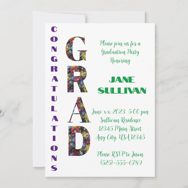 Dinero Lei Felicitaciones GRAD invitación (Anverso)