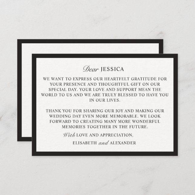 Dinero viejo, Boda blanco roto Gracias tarjeta (Anverso / Reverso)