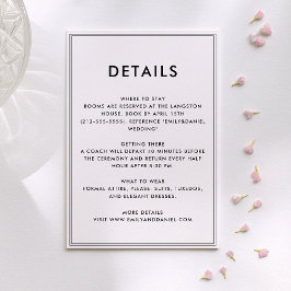 Dinero viejo | Tarjeta de detalles del boda Quiet 