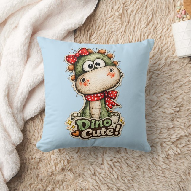 🦕🎀 “¡Dino-Adorable!” Almohada 💙✨ (Manta)