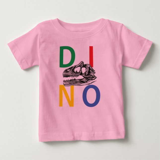 DINO - Camiseta fina de Jersey para bebé rosado (Anverso)
