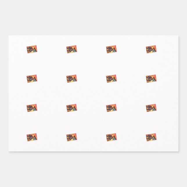 Dino Cowboy Envoltura de papel de hoja plana de 3 (Anverso)