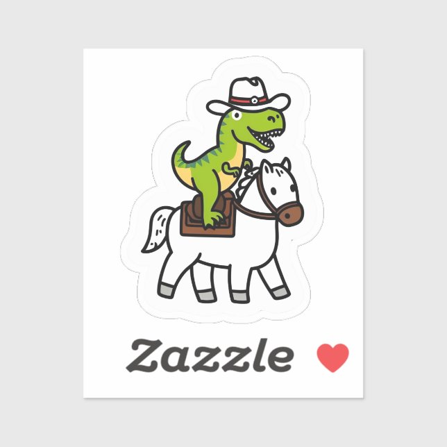 Dino Cowboy Rodeo Pegatina (Hoja)