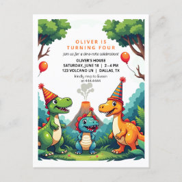 Dino Dinosaur Birthday Party Invitación Tarjeta Po