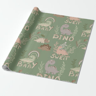 Dino dinosaurios en papel envuelto al estilo escan