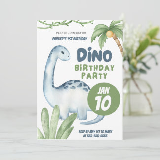 Dino Fiesta | Dinosaurios Invitación al primer cum