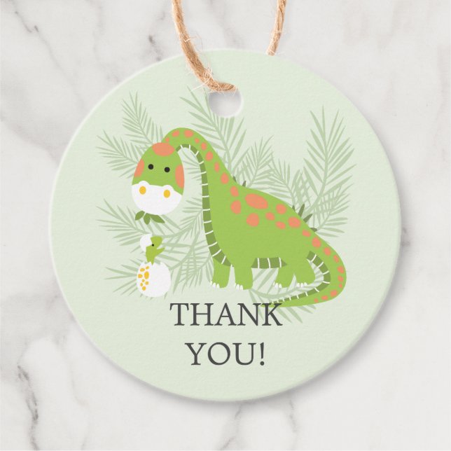 Dino Love Boys Baby Shower Favor Gift Etiqueta (Anverso)