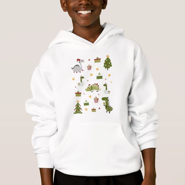 Dino Navidades Novedad niños blancos Sweatshirt (Anverso)