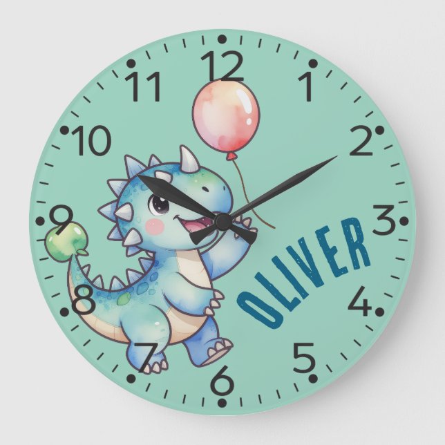 Dino personalizado - reloj de pared anquilosauro (Anverso)