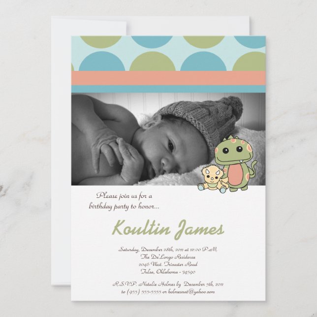 Dinos Juegan Dinosaurios T Rex Invitación de cumpl (Anverso)