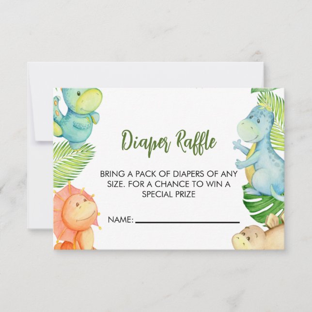 Dinosaur Baby Shower Diaper Raffle (Anverso)