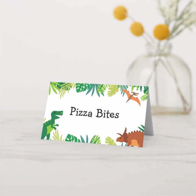 Dinosaur Birday Food Tent Place Card Tarjeta (Anverso)