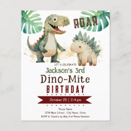 Dinosaur Boy 3er cumpleaños hoja de papel de presu