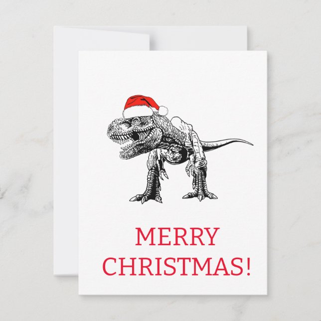 DINOSAUR CON TARJETA DE NAVIDADES DE SOMBRA SANTA (Anverso)