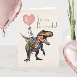 Dinosaur Dino-mite Tarjeta de San Valentín para el