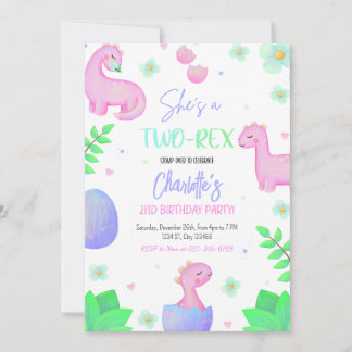 Dinosaur Dos Rex Segunda Invitación a la Fiesta de