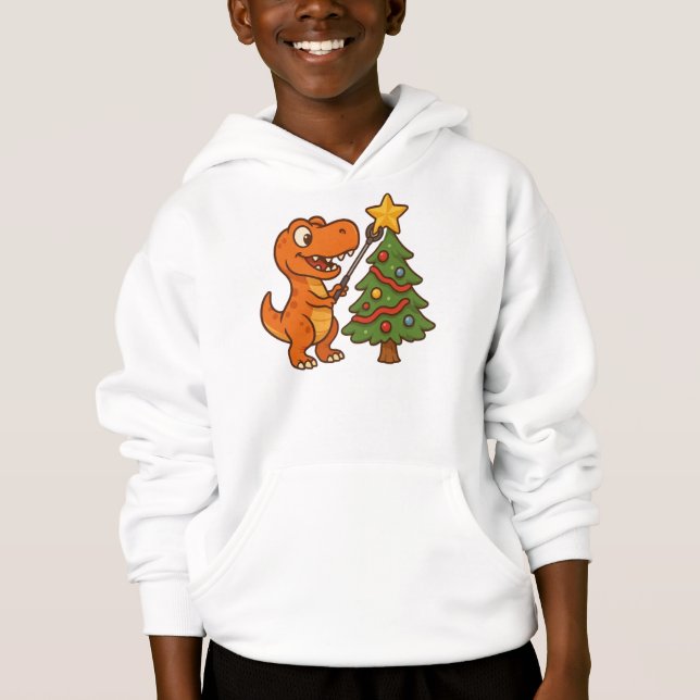 Dinosaur lindo con árbol de Navidad (Anverso)