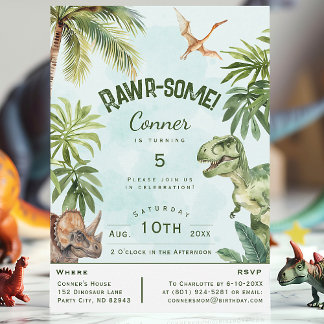 Dinosaur Rawr - Algunos niños Invitación al cumple