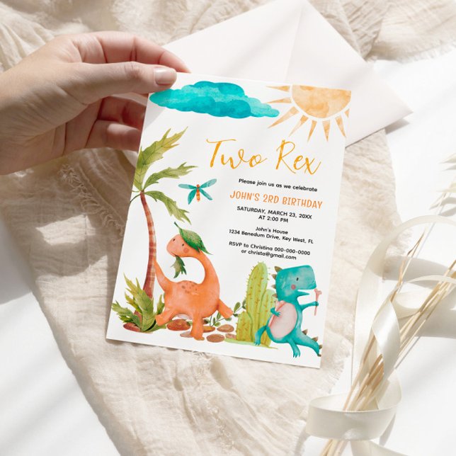 Dinosaur Rex Dos Invitaciones para Fiesta de Cumpl (Subido por el creador)