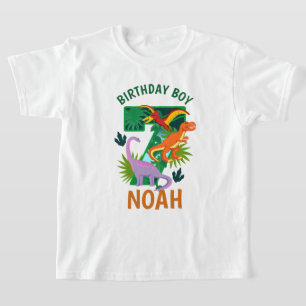 Dinosaur Séptimo cumpleaños camisetas para niños p