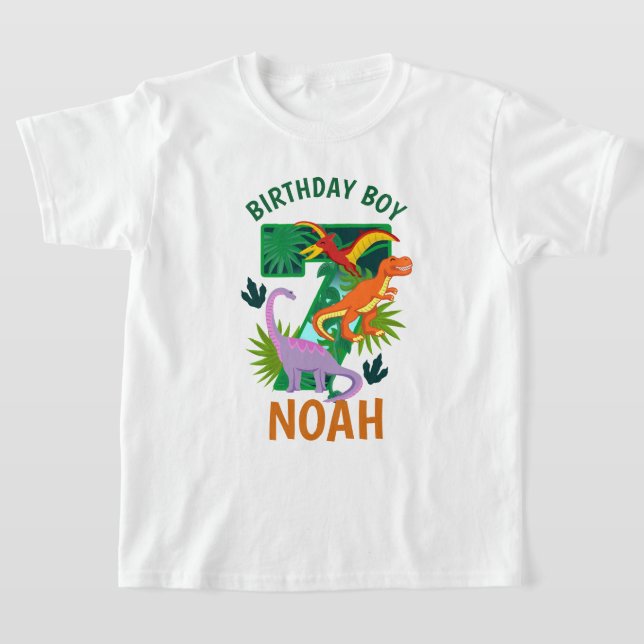 Dinosaur Séptimo cumpleaños camisetas para niños p (Distribución)