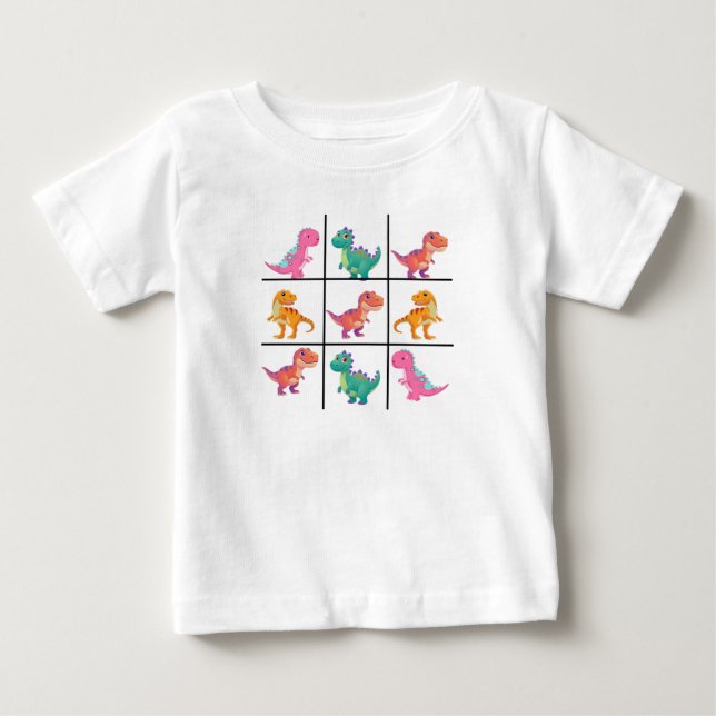 Dinosaur Tic Tac Toe Baby Jersey T-Shirt (Anverso)