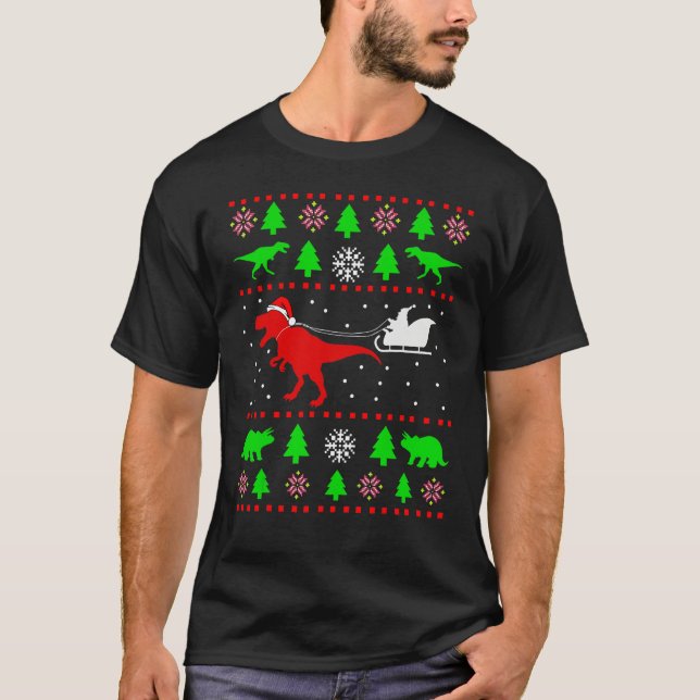 Dinosaur Ugly Christmas Sweater  for adults kids 1 (Anverso)