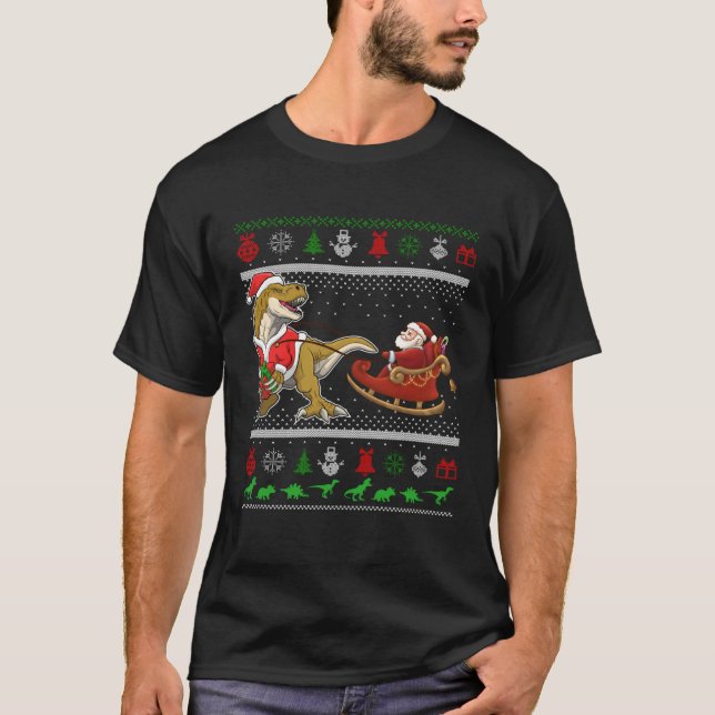 Dinosaur Ugly Christmas Sweater Kids Xmas Trex Xma (Anverso)