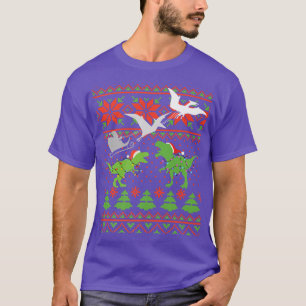 Dinosaur Ugly Christmas Sweater Tee for Kids Premi