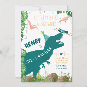 Dinosaurio 1ª Invitación de cumpleaños Oneasauras 