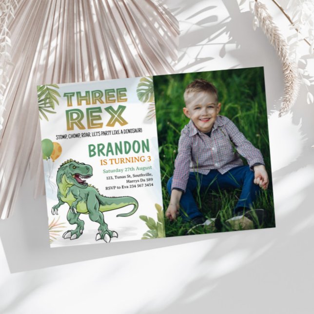 Dinosaurio 3 Rex 3 Invitación de cumpleaños (Subido por el creador)