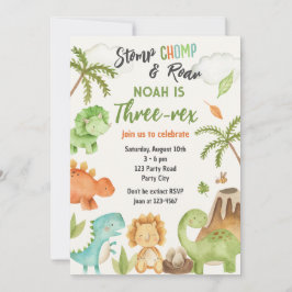 Dinosaurio 3 Rex 3er cumpleaños invitación a la fi
