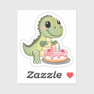 Dinosaurio Adorable con Pegatina de Tarta de Cumpl