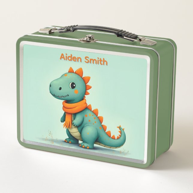 Dinosaurio Adorable con una Bufanda Naranja (Anverso)