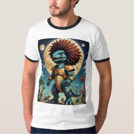 Dinosaurio afro en la camiseta divertida de la Arm