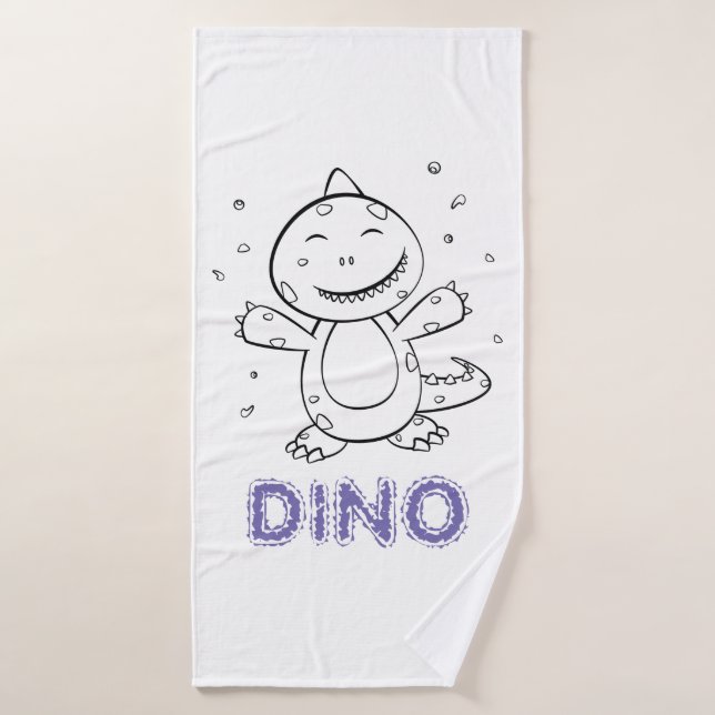 Dinosaurio - Animal de arte esbozado en blanco y n (Toalla de baño)