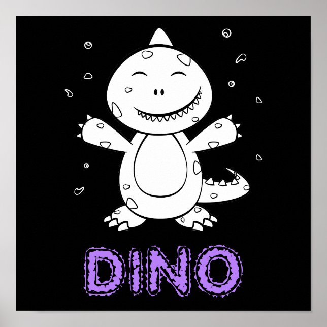 Dinosaurio - Animal de arte esbozado en blanco y n (Frente)