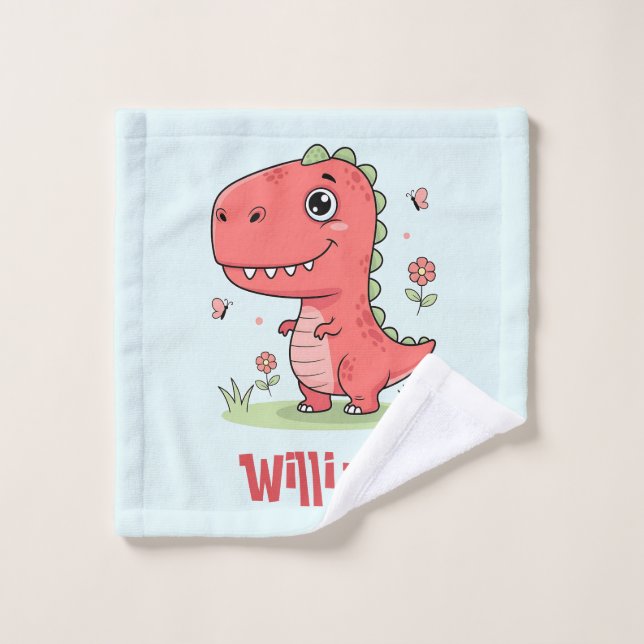 Dinosaurio bebé rojo lindo (Toallita)
