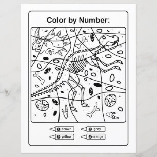 Dinosaurio Coloring Página por número - Dino Skele