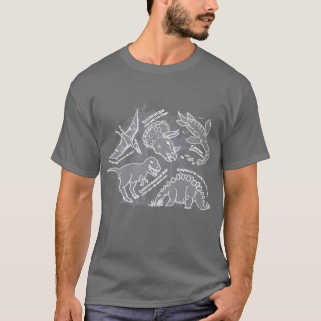 Dinosaurio cómo hágale para decir la camiseta gris (Anverso)